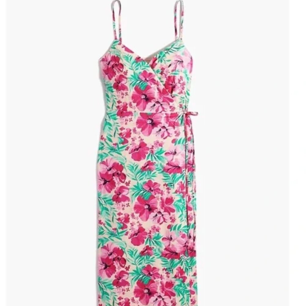 NWT J. Crew Pink Floral Cotton Wrap Dress - Size 10